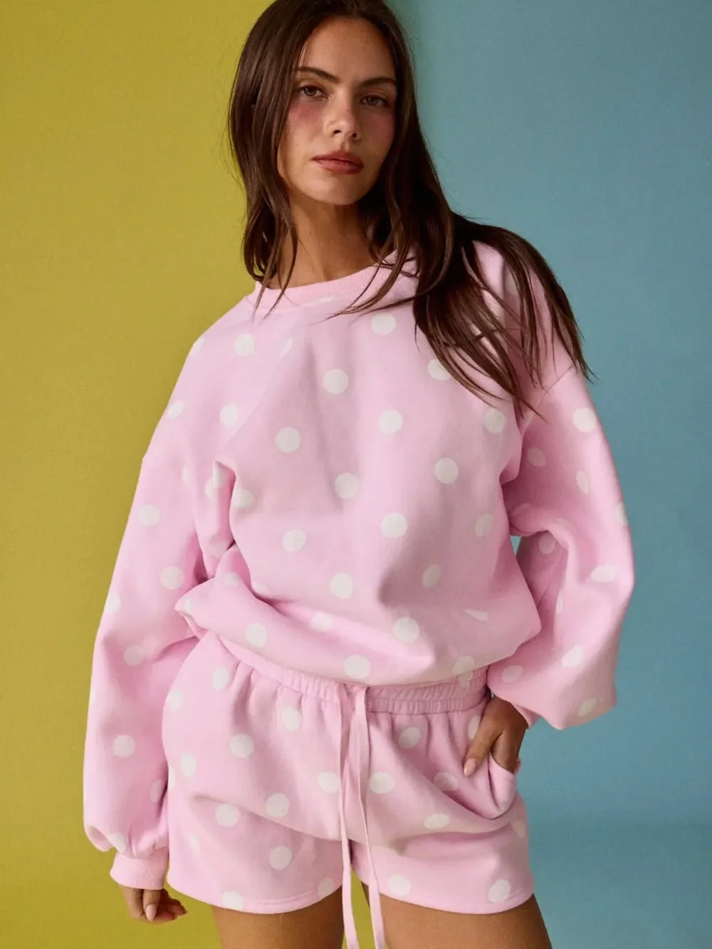 Polka dot matching set pink